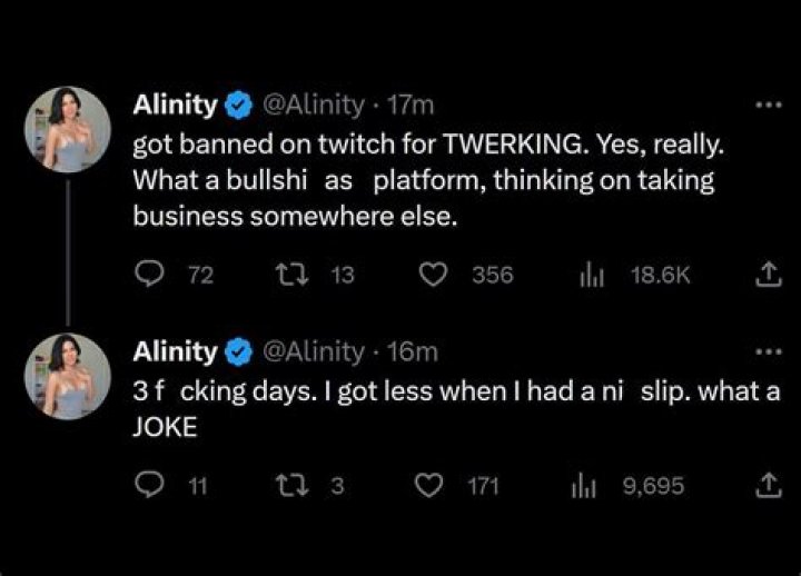 Alinity blasts Twitch viewers blaming her for other streamers' 