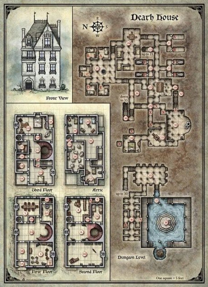 D&D 5E - Mike Schley made the Death House Maps available for free