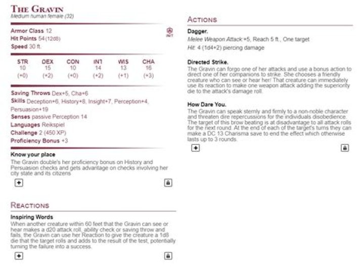 D&D 5E - Noble NPC that can be useful in combat