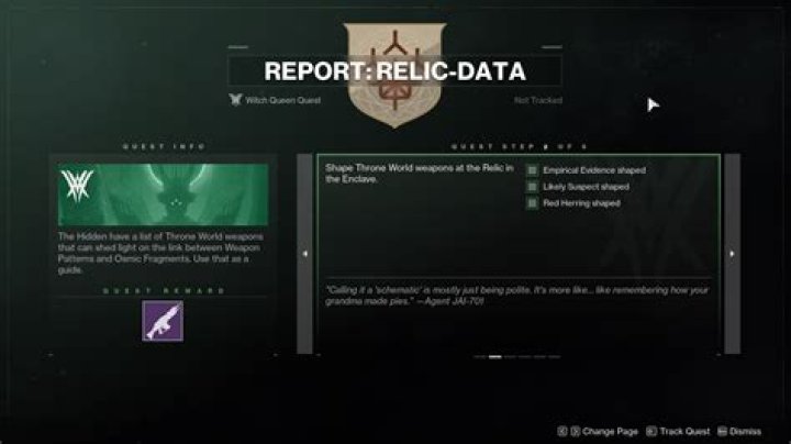 Destiny 2: How to Complete Report: Relic Data