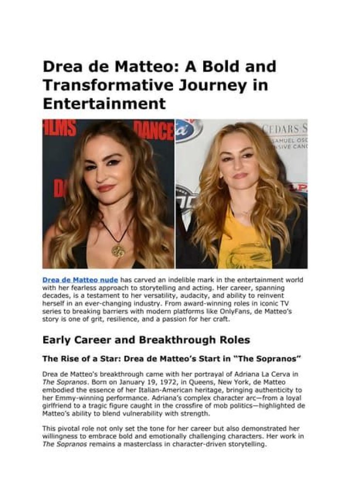 Drea De Matteo: A Journey Through Fame And Resilience