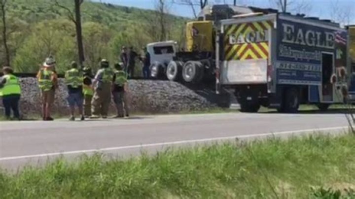 Dump truck driver suffers minor injuries after colliding with train in Centre County