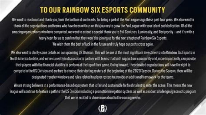 Evil Geniuses announce departure from Rainbow Six Siege