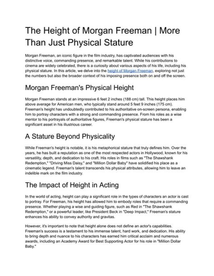 Exploring The Height Of Morgan Freeman In Feet