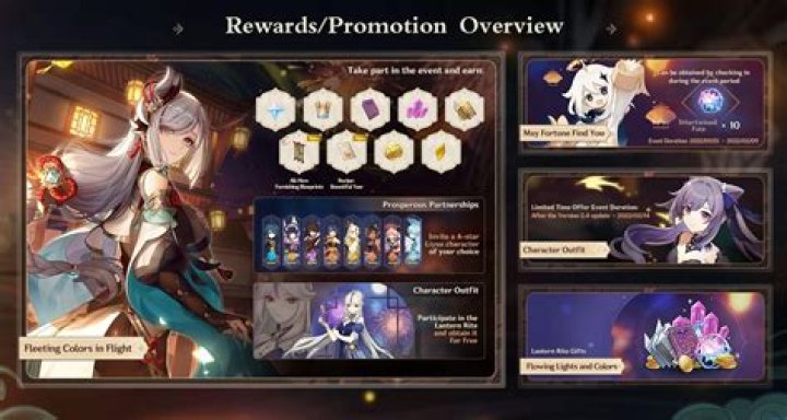 Genshin Impact free characters in 2.4 Fleeting Colors in Flight event (Lantern Rite)