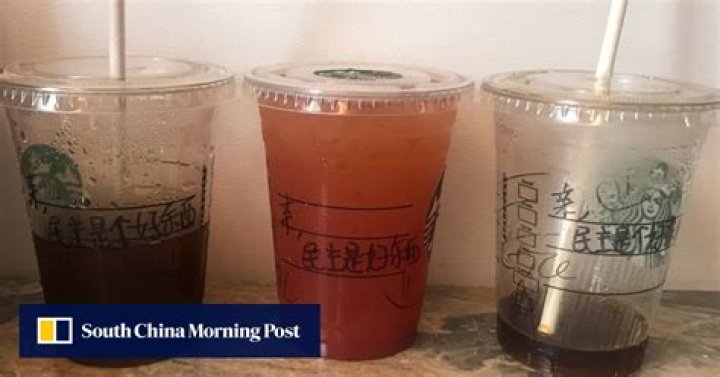 Hong Kong pro-democracy protest message sparks online storm in a Starbucks coffee cup