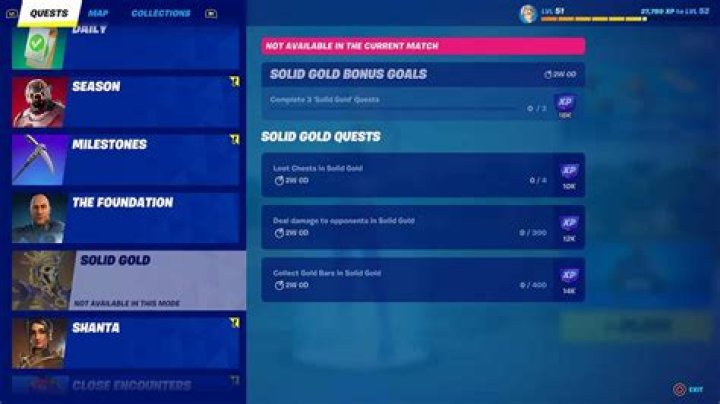 How to access Fortnite Solid Gold mode & complete all quests