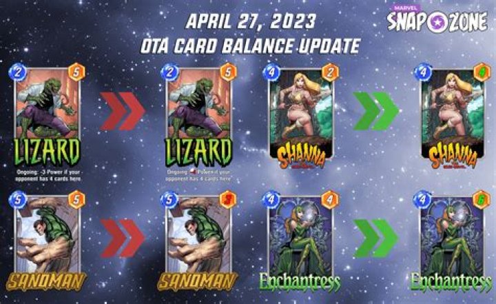 Marvel Snap April 27 update patch notes: Shanna & Enchantress buffs, Sandman & Lizard nerfs