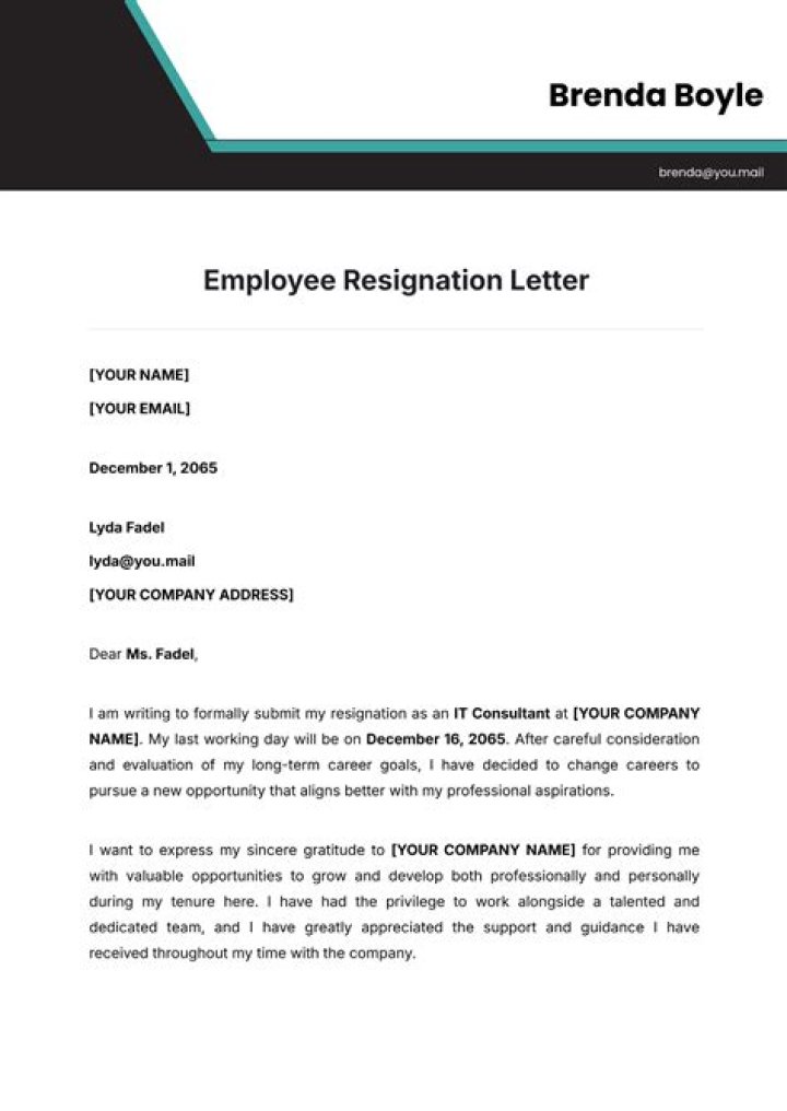 Resignation Letter Template