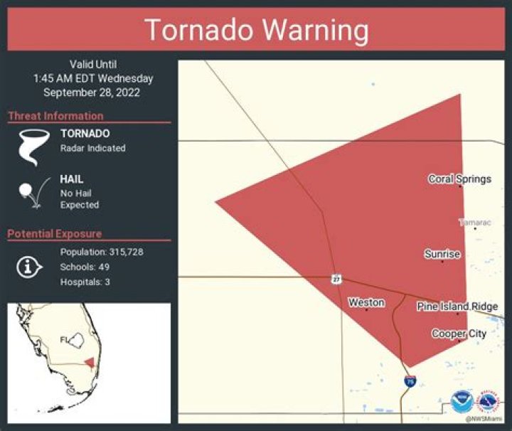 	Tornado confirmed in Coral Springs	